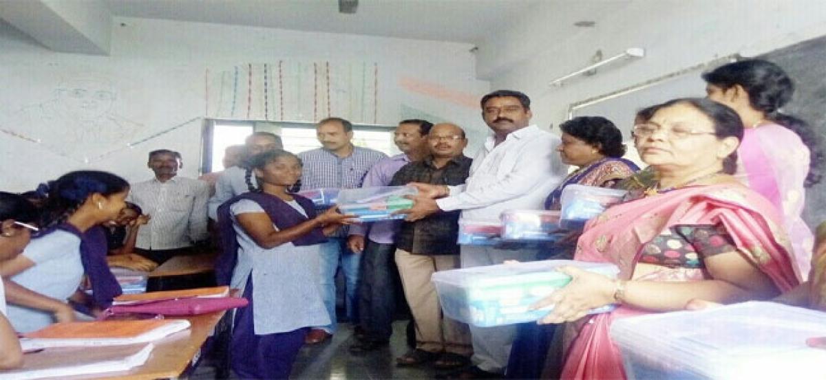 Health and hygiene kits distributed to girl students of ZPHS School Balanagar