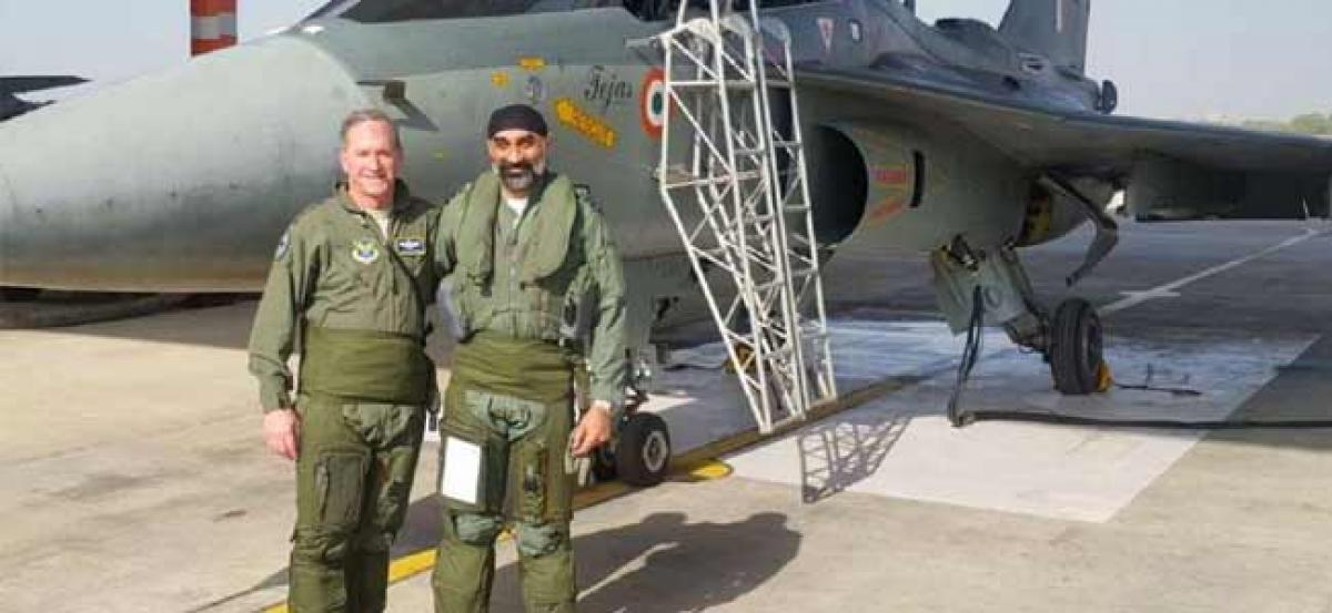 US Air Force chief David L Goldfein flies Indias indigenous light combat aircraft Tejas