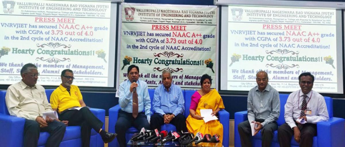 VNRVJIET accredited with highest NAAC grade A