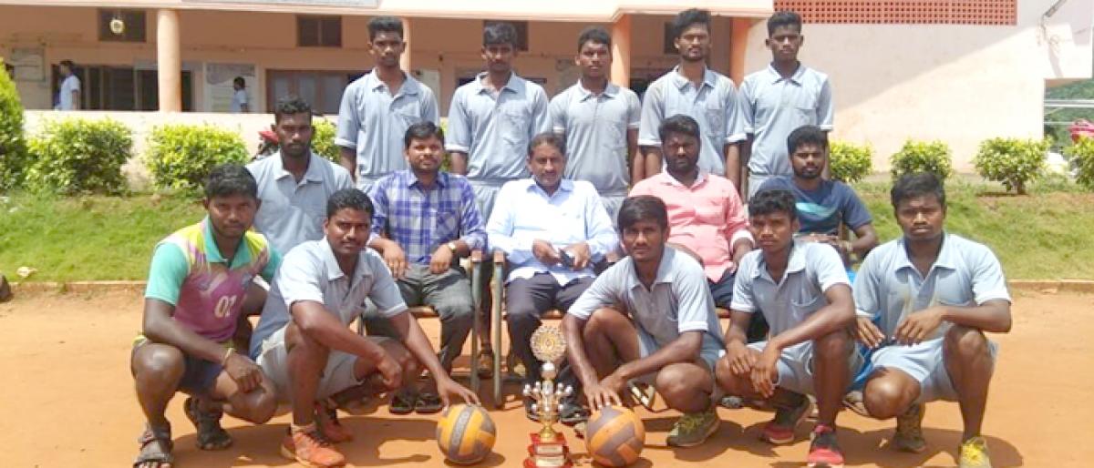 Vijaya College team KRUI volleyball runners up which was held at KVR College at Nandigama