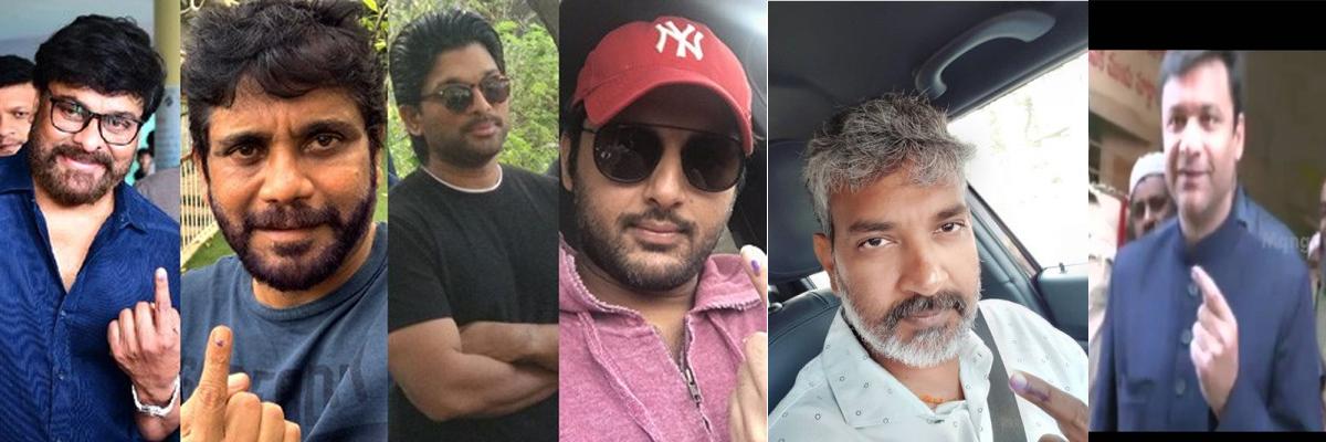 Walking the Talk : Akkineni Nagarjuna, Chiranjeevi and other Tollywood celebrities usher in to vote