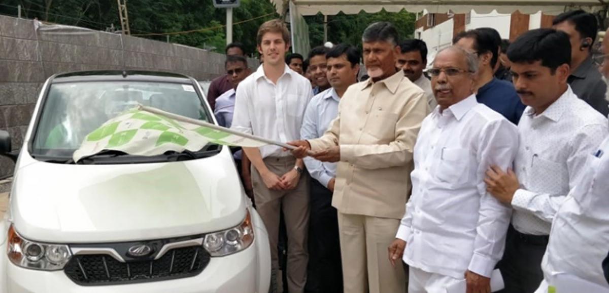 AP CM flags off electric cars in Vijayawada