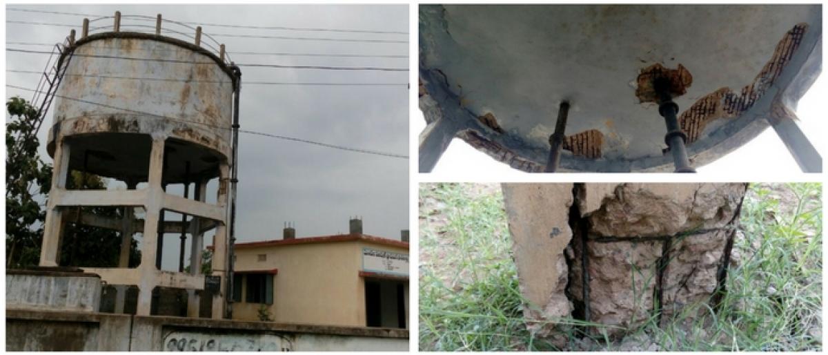 Dilapidated water tank poses threat to students