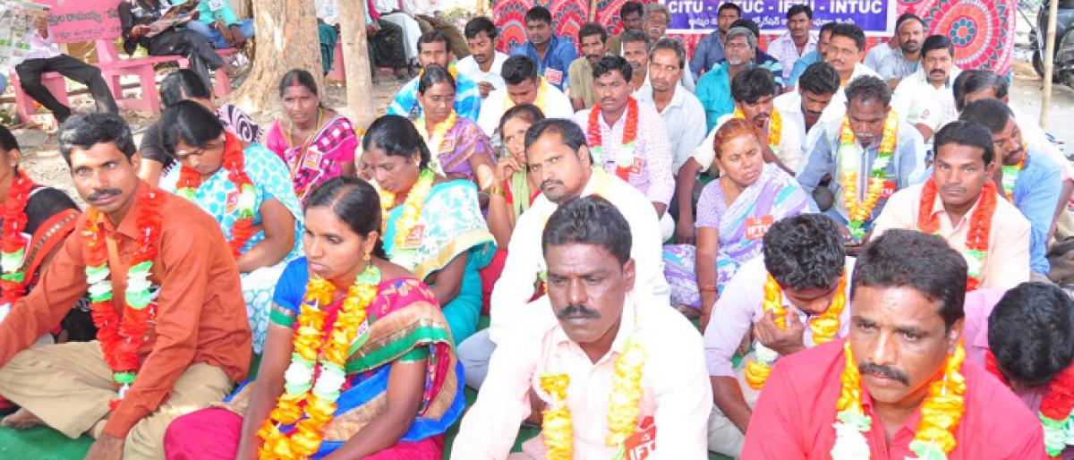 Khammam Workers unions demand salary hike