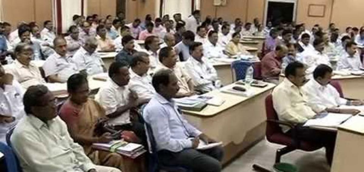 Zilla Parishad meet witnesses noisy scenes in Kadapa