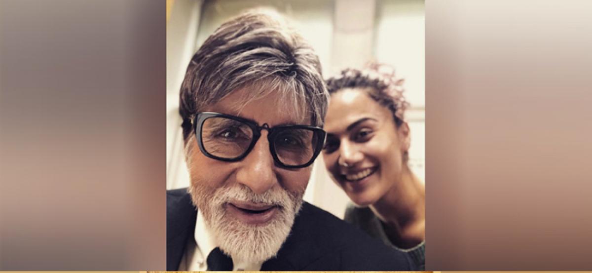 Big B, Taapsee get silly on sets of Badla
