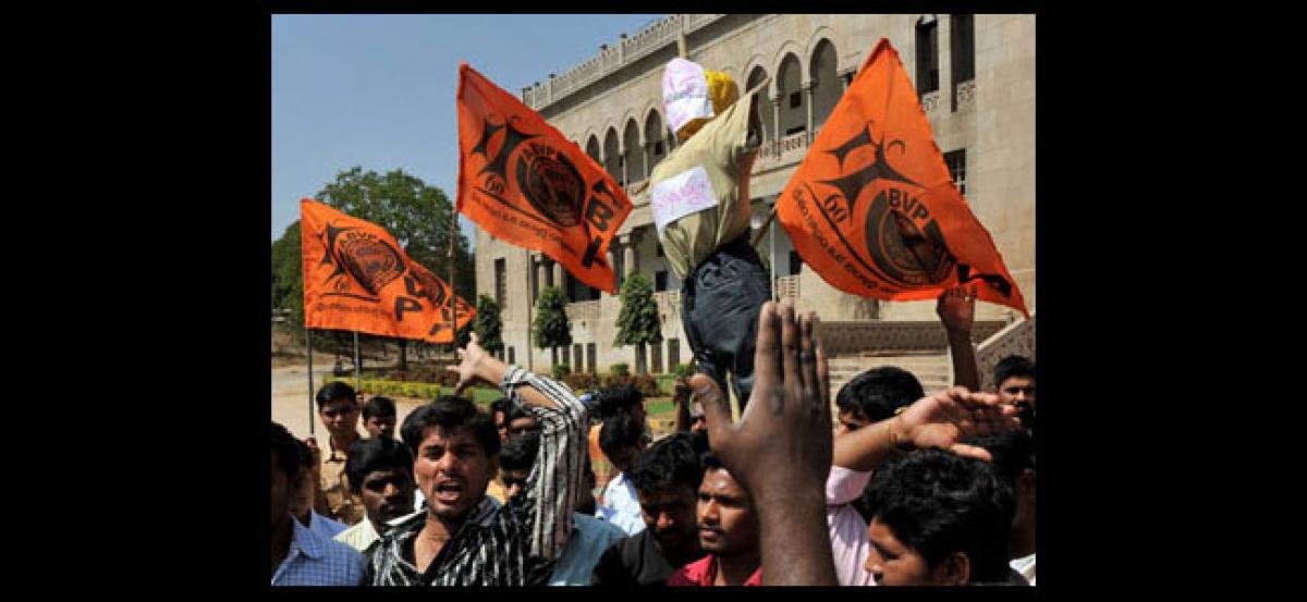 ABVP activists resort to violence in Hyderabad over bandh against high school fees