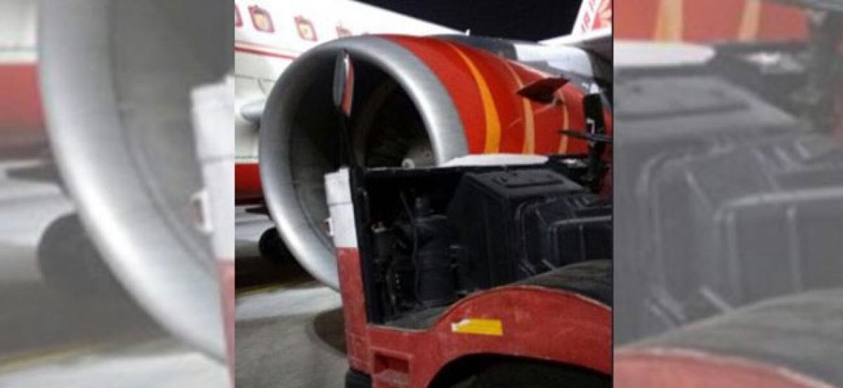 Delhi: Air India flight hits ground cooling unit truck at airport