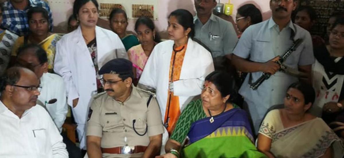 Rajakumari consoles psycho attack victims