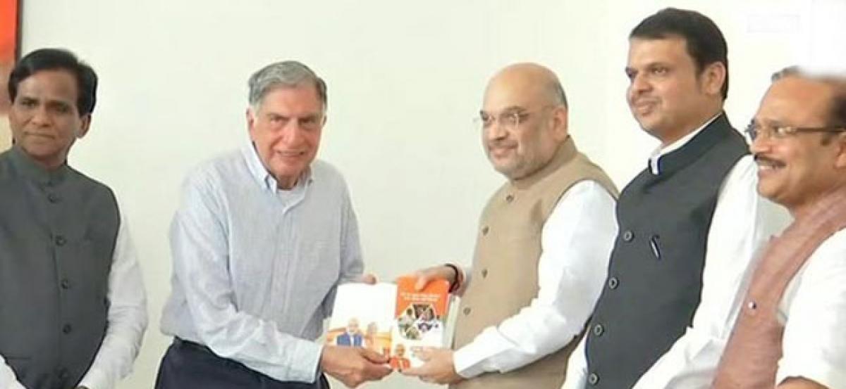 Sampark for Samarthan: Amit Shah meets Ratan Tata, Madhuri Dixit