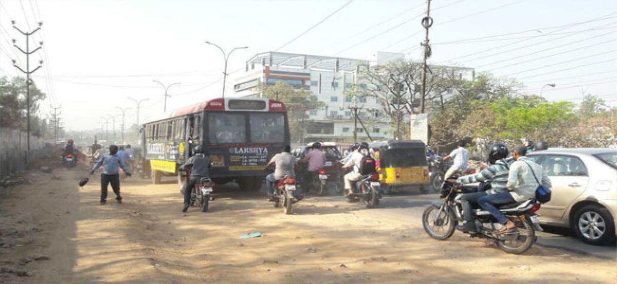 Dug up roads at Balanagar, a nightmare to commuters