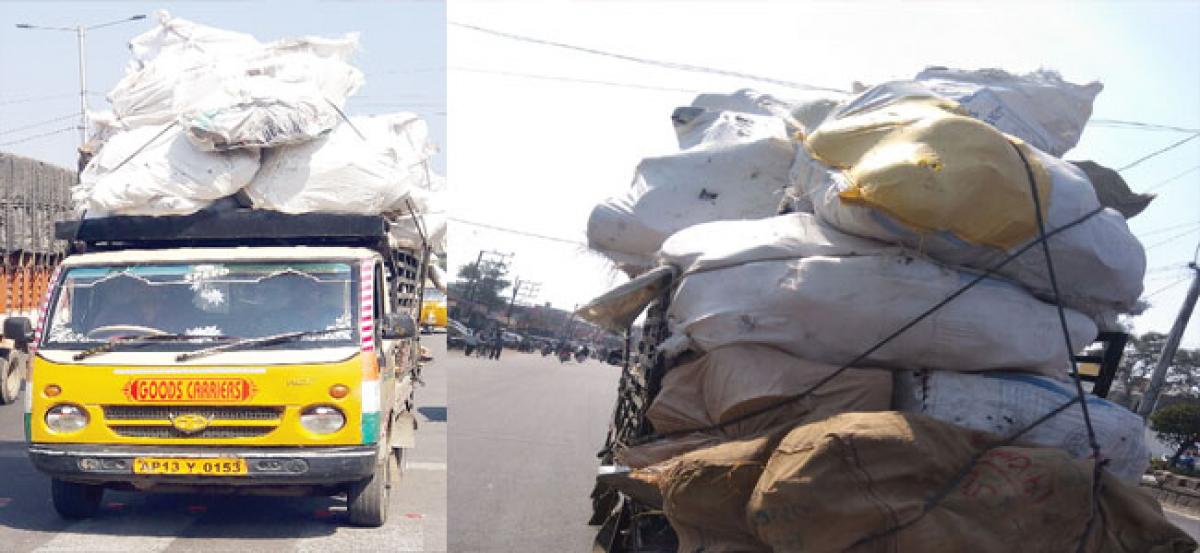 Heavy loaded trolley causes traffic violation