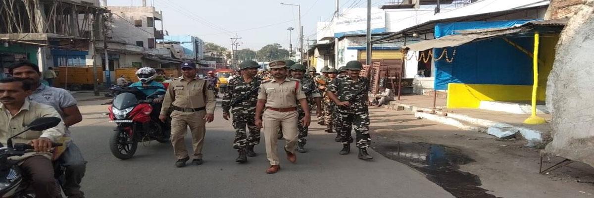 Flag march conducted in Begum Bazar