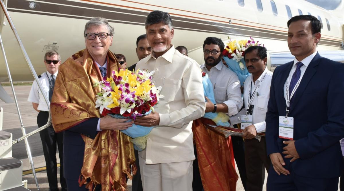 Bill Gates accorded grand welcome on arrival in Vizag