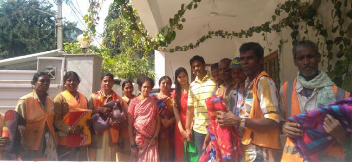 Blankets for GHMC sweepers of Neredmet