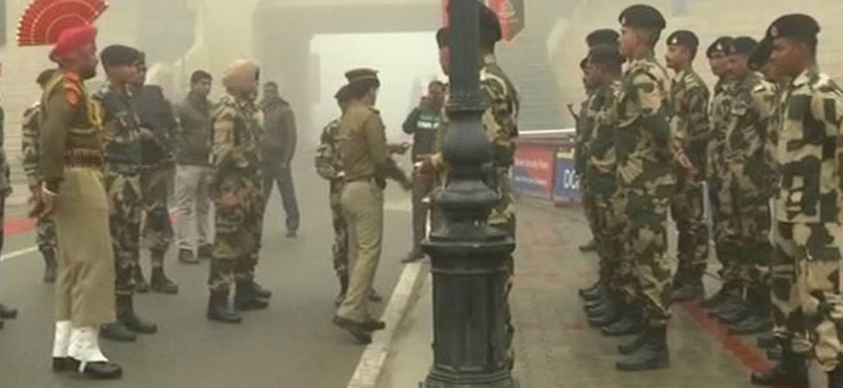 Soldiers celebrate Republic Day at Attari-Wagah border