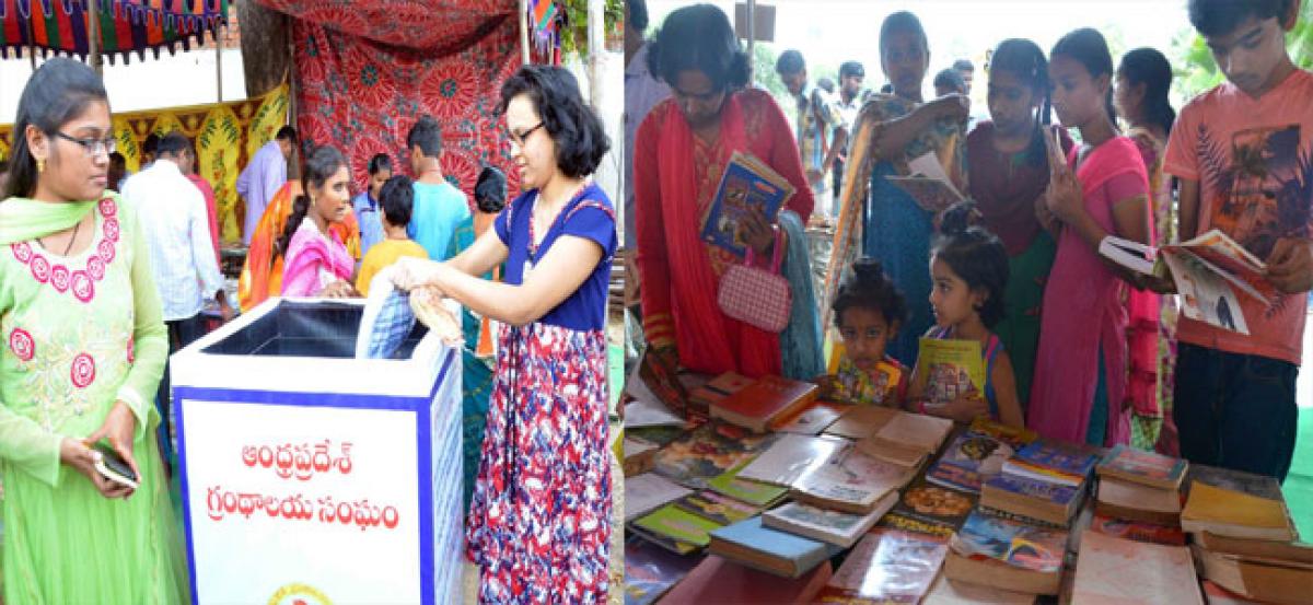 People throng for free books