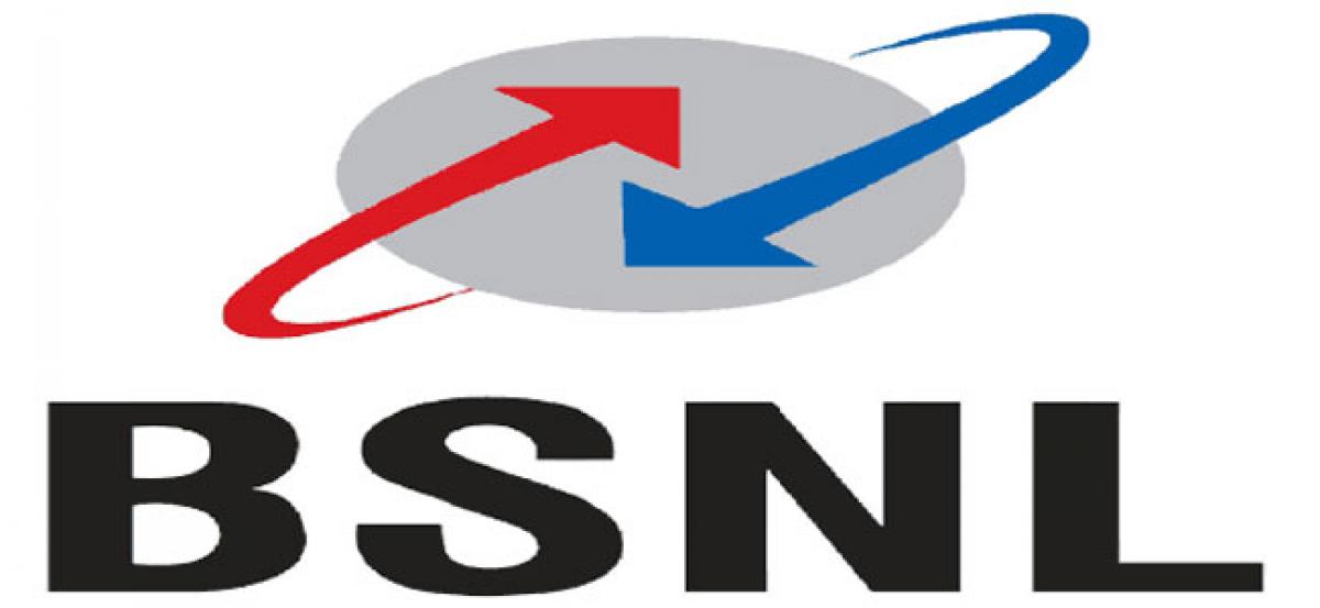Bharath Sanchar Nigam Limited (BSNL) staff stages protest