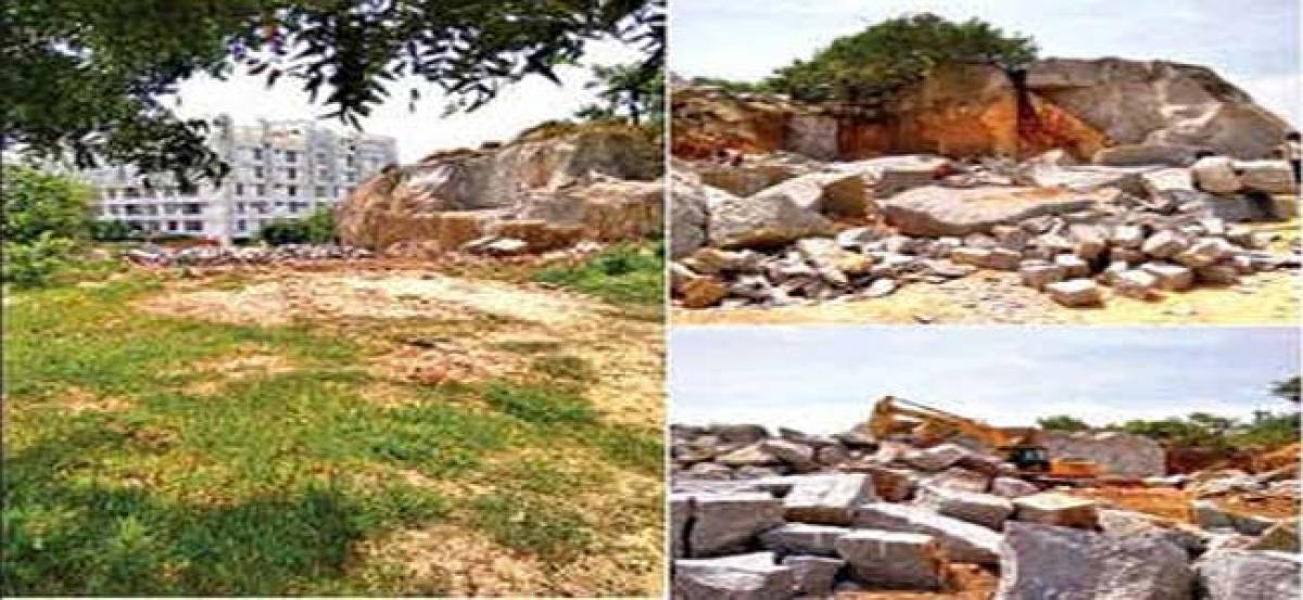 Rock formations near Peerancheruvu illegally being destroyed by private builders
