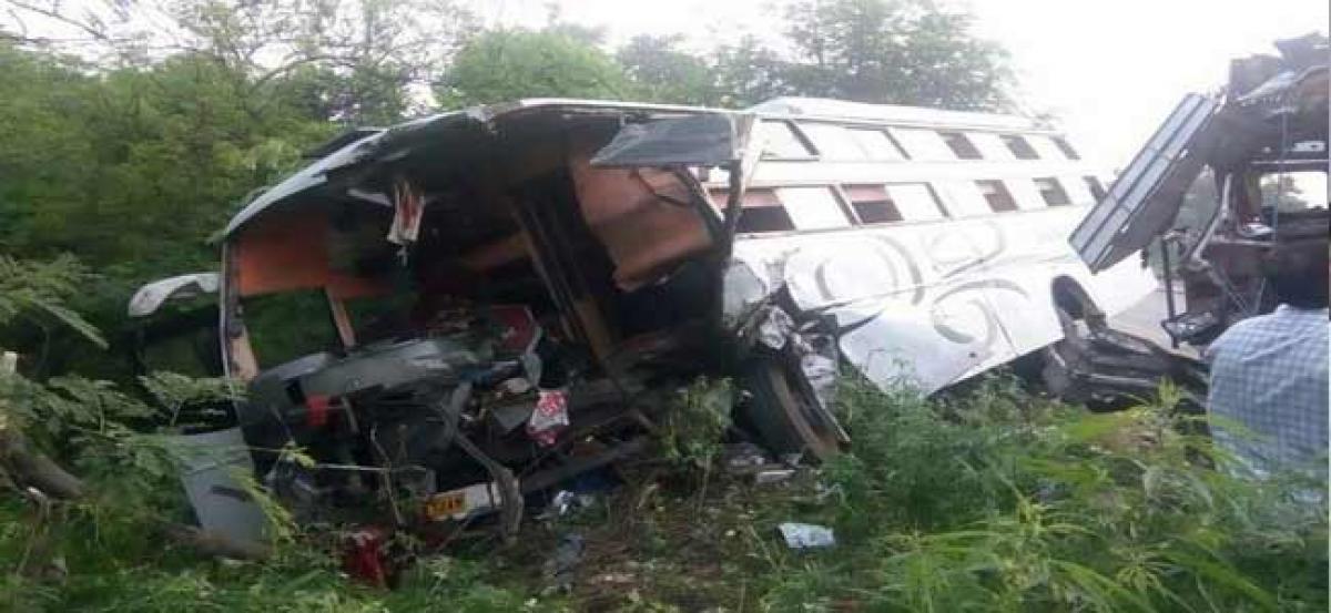 One dead, 20 injured in bus-truck collision