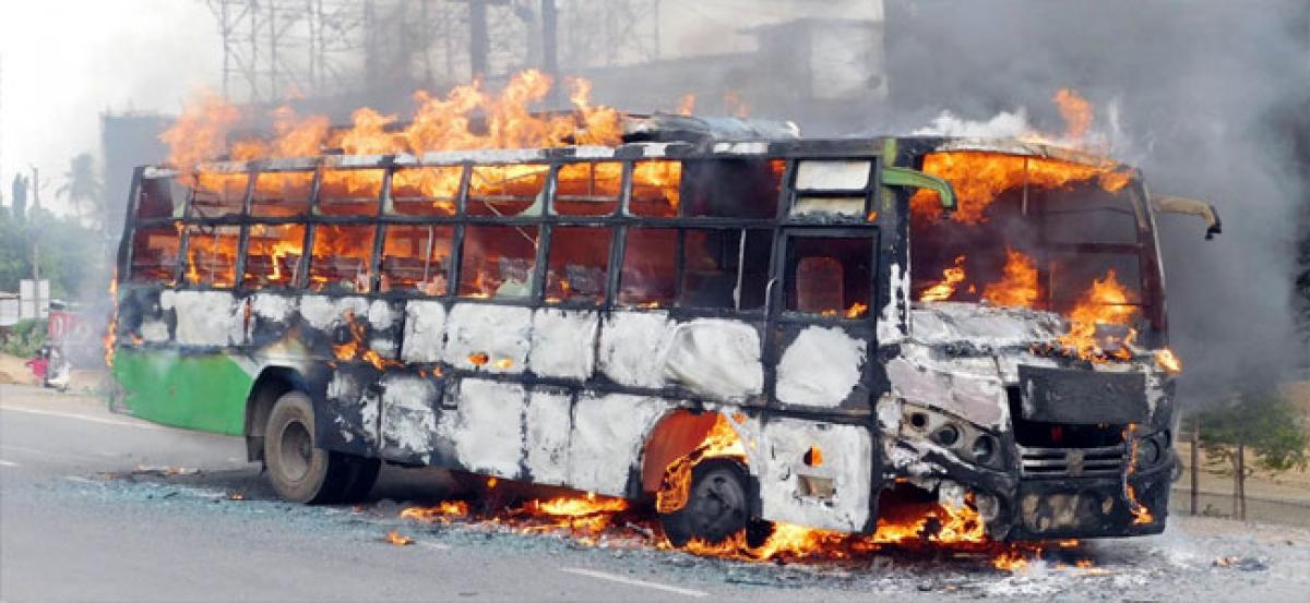 Private travels bus catches fire,passengers safe