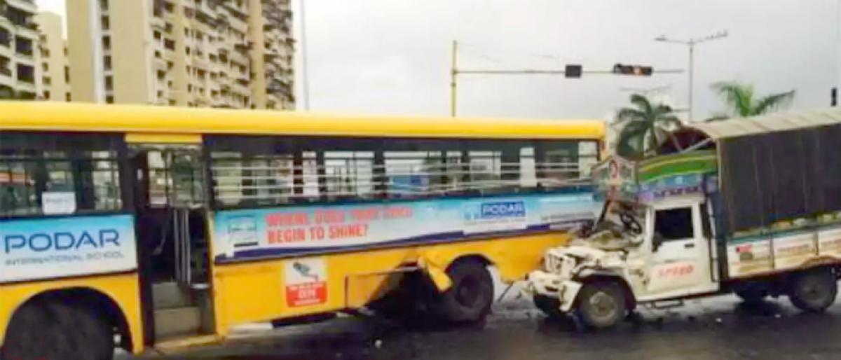 Children injured as truck rams into UP school bus