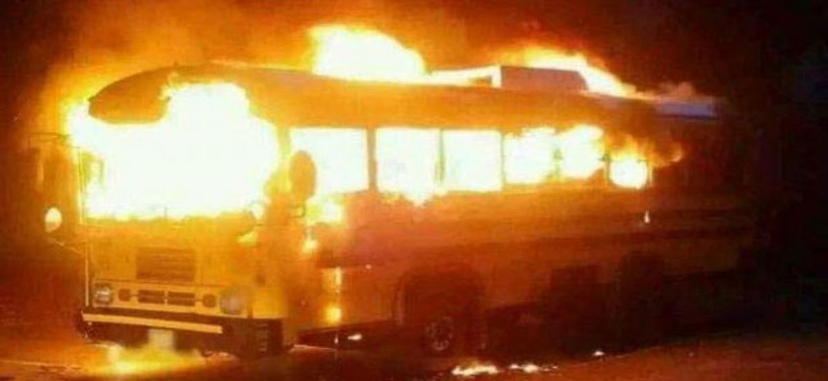 Hyderabad-bound TSRTC bus set on fire in Chhattisgarh