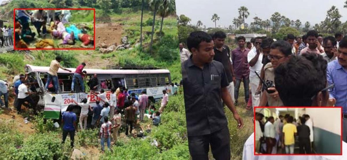 28 killed as bus falls into valley in Telangana