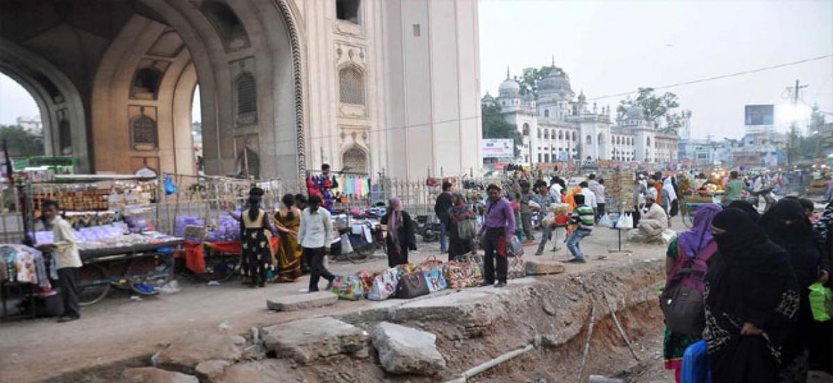 Charminar Pedestrianisation project going on at a fast pace