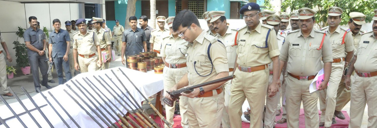 Chittoor Police seize 32 country-made weapons from forest areas in the district