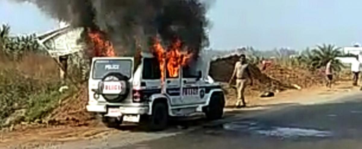 Deputy CM’s convoy vehicle catches fire