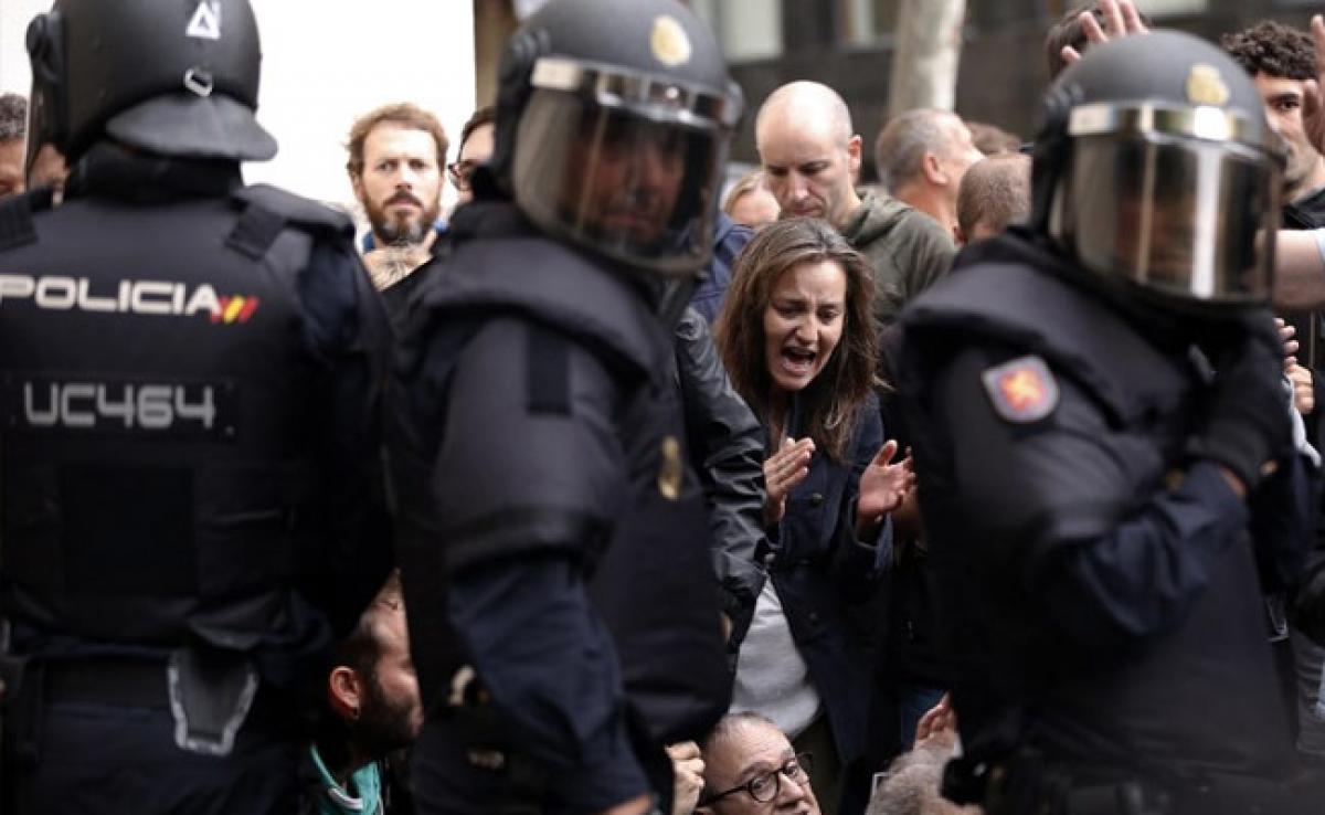 Police Force Way Into Polling Station Where Catalan Leader Was To Vote