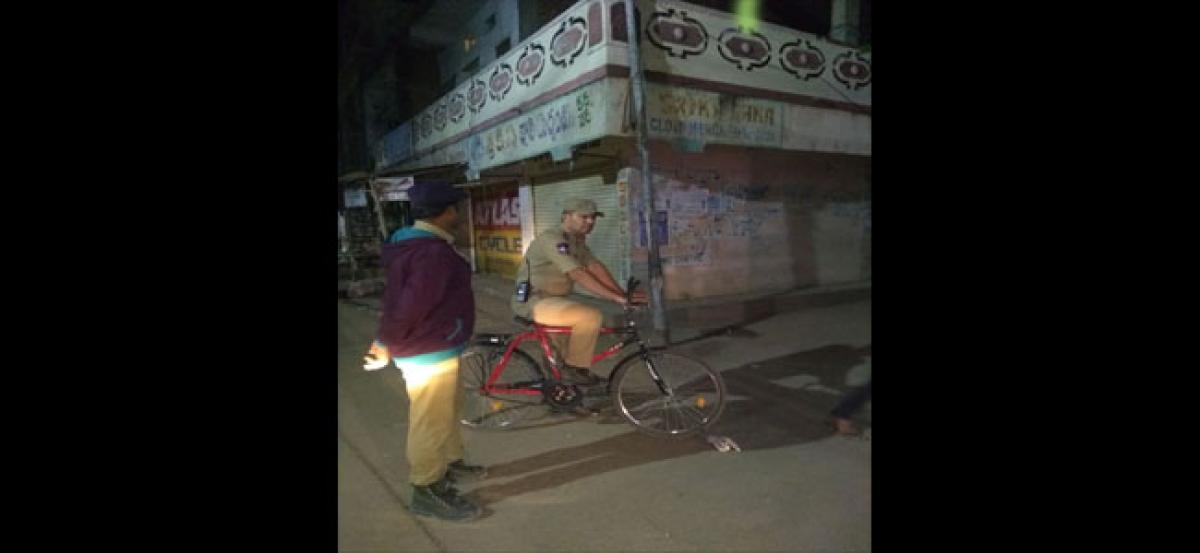 Cop patrols on cycle