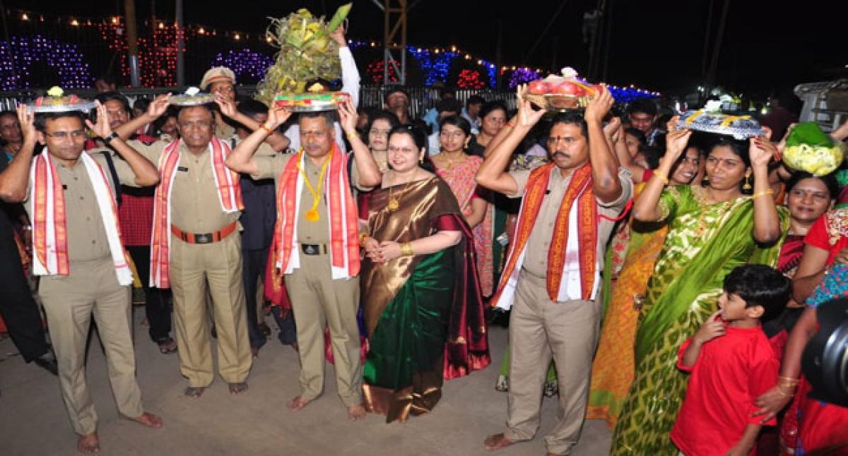 Pattu Vastralu presented to Goddess Durga