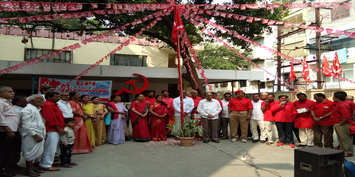CPI celebrates 93rd foundation day at Himayat Nagar