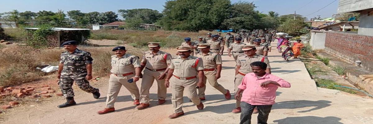 Flag march in Bhoompally