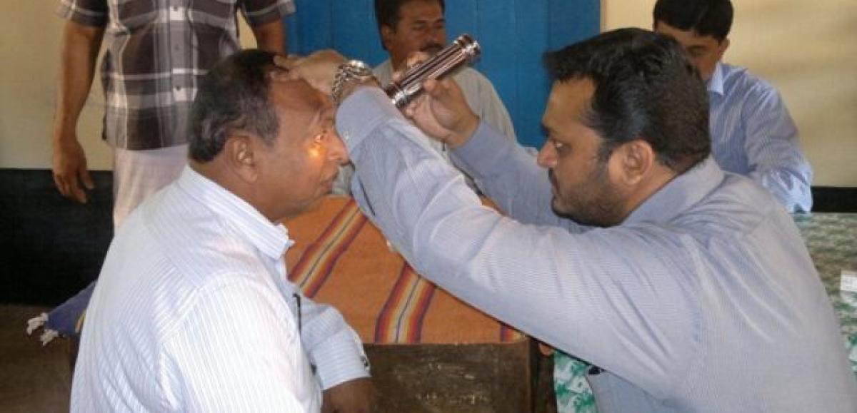 Eye check-up camp for Saptagiri Grameena Bank staff conducted 
