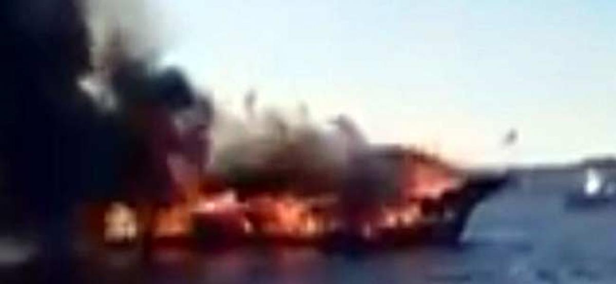 Boat ferrying 80 passengers catches fire, all passengers safe