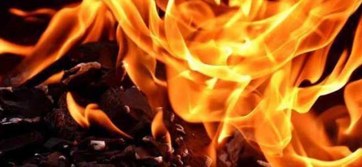 Two men burnt alive as ambulance catches fire