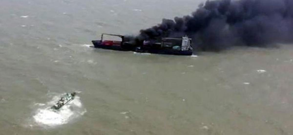 Merchant vessel SSL Kolkata catches fire, all 22 members rescued