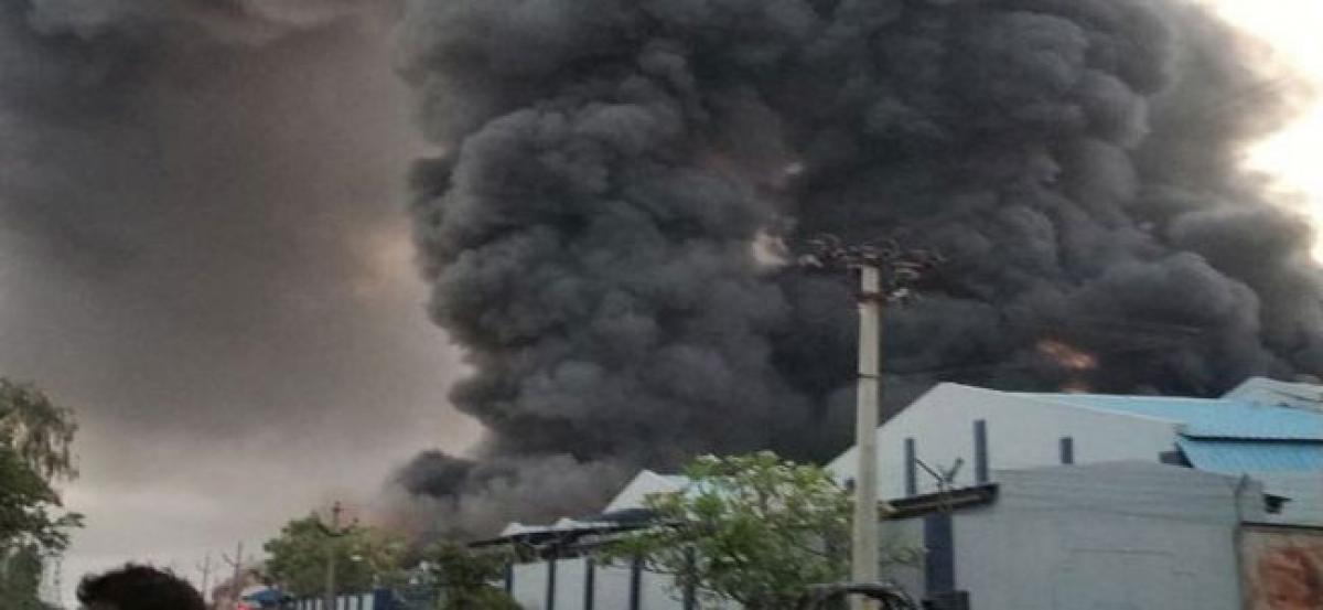 Massive fire breaks out at Rubber industry in Patancheru