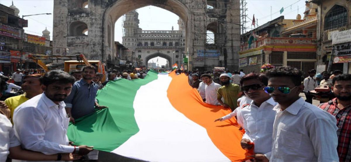 100-meter long Indian flag near Charminar