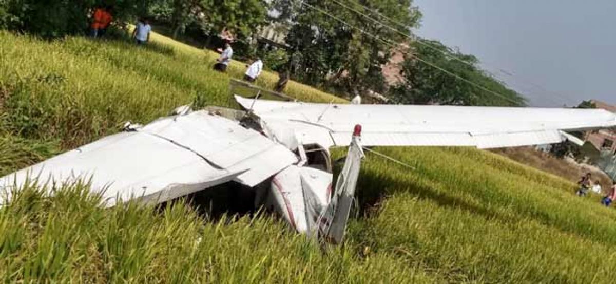 A training flight crashed at Shankarpally in RangaReddy district, pilot safe