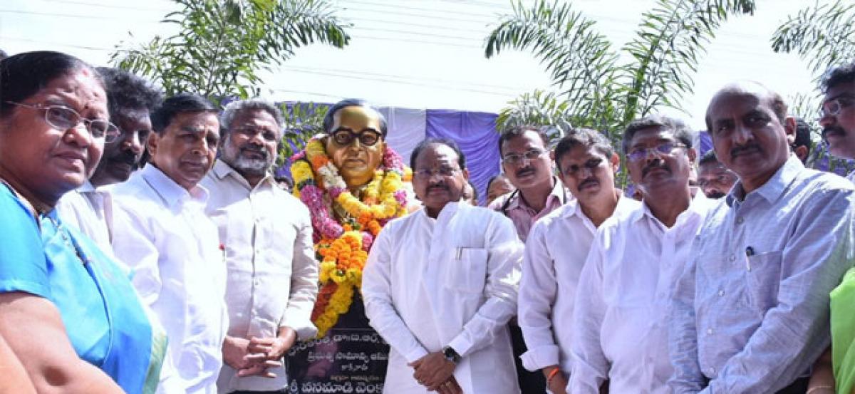 Bust size statues of Gandhi, Ambedkar unveiled