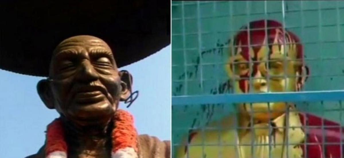 Bust of Mahatma Gandhi defaced in Kannur