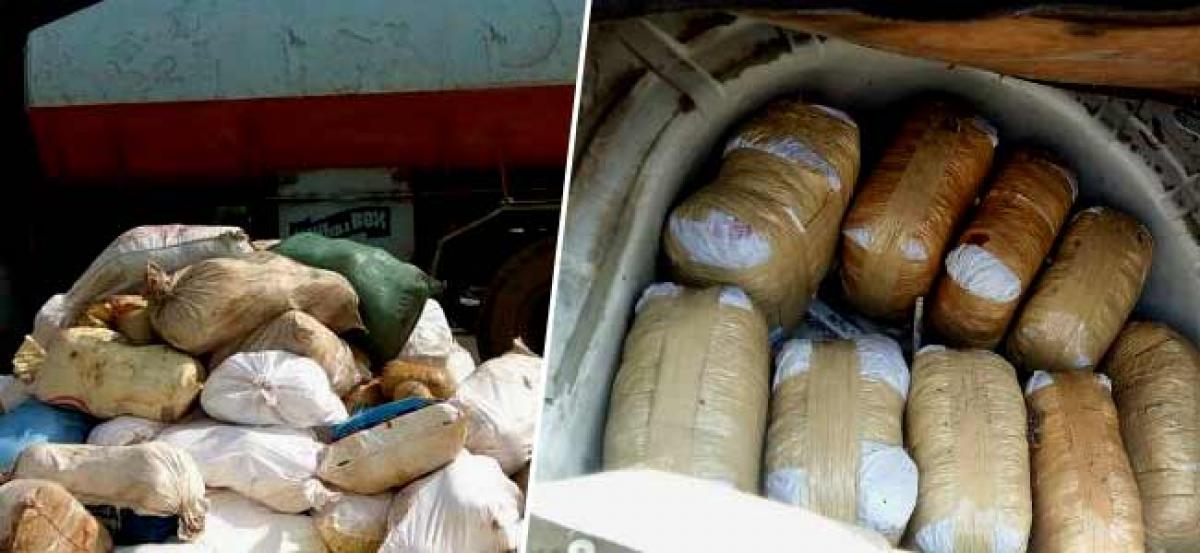 Rs 1.21 crore worth ganja seized from truck, 3 arrested