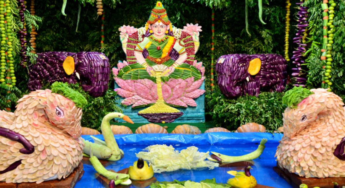 Goddess Durga decorated as Sakambari