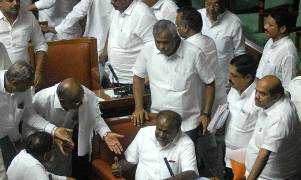 BJP Lawmakers relax in Yoga session ahead of Karnataka Floor Test