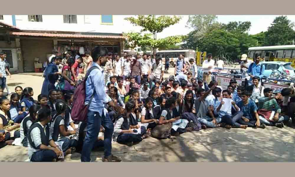 Students demand buses to rural areas in Srikakulam
