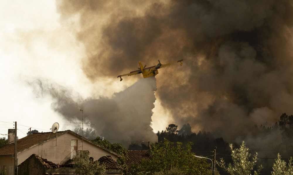 Firefighters battle wildfire in Portugal, 32 people hurt